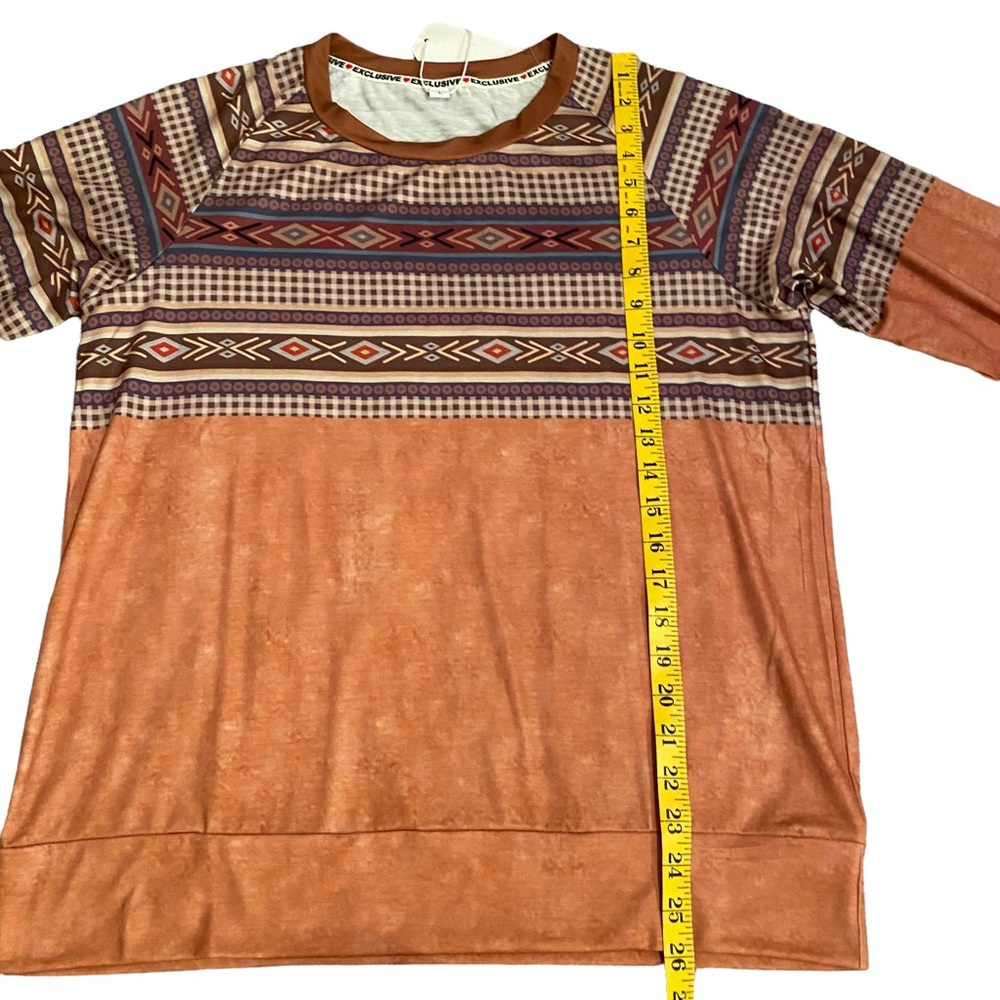 🆕 EXCLUSIVE  | SOUTHWESTERN CHECKERED SWEATSHIRT TOP  SZ L - Picture 12 of 15